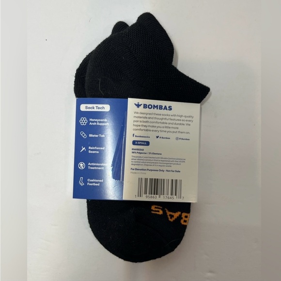 Bombas Black Ankle Socks 6 pairs. Size XS Arch Support Unisex - Picture 7 of 7